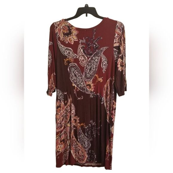 Rust Paisley Print Women's Dress.    Sc0726 - Picture 2 of 5